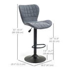 HOMCOM - Tabourets de bar pivotants réglables avec dossier - gris - paquet de 2-Le siège pivotant permet une rotation libre 
