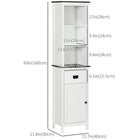 Kleankin - Armoire haute de salle de bain autoportante avec tiroir - blanc-Le design anti-basculement assure votre sécurité 