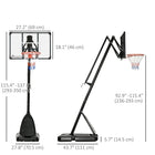Soozier – Panier de basketball ajustable de 9,6 à 11,5 pi avec panneau et base lestée-La base peut être remplie de sable ou d'eau pour plus de stabilité
