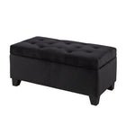 Brassex - Landon Ottoman de rangement capitonné - noir-Espace de rangement intérieur spacieux