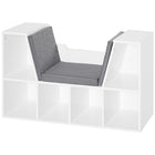 HOMCOM - Bibliothèque à 6 compartiments avec coussin de siège - gris-Comprend un coin lecture avec des coussins pour une expérience confortable 