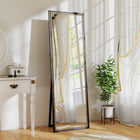 HOMCOM - Miroir rectangulaire corps entier - 21 po l x 64 po H - noir-Verre trempé incassable garantissant sécurité et clarté durable 