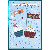 Rosedale - Cartes de souhaits Fête avec enveloppes – 5-1/2 po x 8 po – Spécialement pour toi : cupcakes et confettis – paquet de 12-Cartes de souhaits qualité boutique