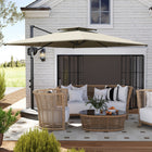 Outsunny - Parasol de patio carré déporté 8 pi L x 9 pi l avec base remplissable, gris clair-Réglages d'inclinaison flexibles offrant une protection solaire optimale sous n'importe quel angle