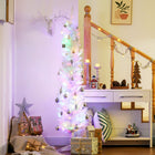 HOMCOM - Sapin de Noël artificiel de 6 pi avec lumières LED colourées - blanc-La surface colourée des feuilles brillera dans les lumières LED colourées 