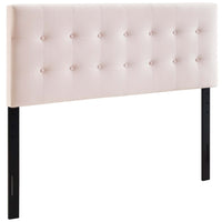 Modway - Emily Biscuit Touffé Performance Velvet Tête de lit Queen, Rose-Luxueuse tête de lit reine moderne