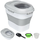 PawHut - Conteneur de Nourriture pour Chien 6-30lb avec Design Escamotable - Gris-Le joint et les couvercles à verrouillage sur 4 côtés garantissent une excellente fraîcheur des aliments