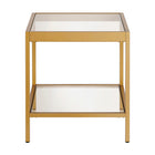 Hudson&Canal - Table d'appoint carrée Alexis de 50 cm de largeur par - Laiton-Dispose d'un plateau en verre trempé