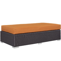 Modway - Convene Terrasse extérieure Tissu Ottoman rectangulaire in Espresso Orange-Tissage en rotin synthétique