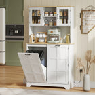 HOMCOM - Armoire de garde-manger de cuisine avec station de charge et compartiment pour poubelle - blanc-Cordon d'alimentation de 4,9 pi (1,5 m) et trou pour câble pour une utilisation pratique 