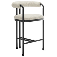 Modway - Turin Dos courbé Boucle et métal Tabouret de comptoir - Black Pearl-Tabouret polyvalent