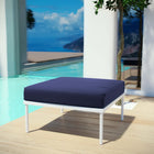 Modway - Harmony Terrasse extérieure Aluminium Ottoman in Marine blanche-Rembourrage en mousse dense confortable