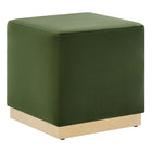 Modway - Tilden Velous de performance carré 17" Rembourré Ottoman - Moss Green Natural-Revêtement en velours de performance