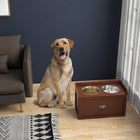 PawHut - Grandes gamelles pour chien surélevées avec rangement, support de gamelles surélevé - brun-Le design surélevé de la mangeoire aide à réduire la tension du cou et des articulations chez les grands chiens pendant les repas 