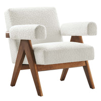 Modway - Lyra Tissu Boucle Fauteuil - Ivoire-Conception ergonomique pour le confort