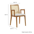 Modway - Monarch Bois et rotin Fauteuil à manger - Miel Ivoire naturel tissé à bruyère-Rembourrage en mousse dense