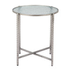Zuo - Vetro Table d’appoint - Argent-Dessus rond en verre texturé nervuré au design moderne raffiné