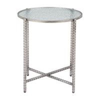 Zuo - Vetro Table d’appoint - Argent-Dessus rond en verre texturé nervuré au design moderne raffiné