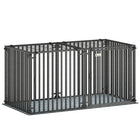 PawHut - Cage pour chien robuste 55 po, grande cage/chenil pour chien avec tapis-Doté d’un cadre en acier robuste et d’une serrure sécurisée, empêchant les évasions 
