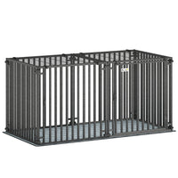 PawHut - Cage pour chien robuste 55 po, grande cage/chenil pour chien avec tapis-Doté d’un cadre en acier robuste et d’une serrure sécurisée, empêchant les évasions 

