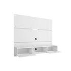 Manhattan Comfort - Centre de divertissement flottant Vernon 62,99 po style mid-century moderne - Blanc-Conception de panneau latéral à lattes avec 2 espaces de rangement dissimulés et 1 étagère ouverte pour médias et objets de décoration