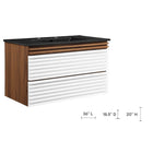 Modway - Render Support mural de 36" Vanette de salle de bain - Noyer blanc Noir-Conception murale