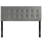 Modway - Emily Biscuit Touffé Performance Velvet Tête de lit complète, Gris-Hauteur ajustable de 45 » à 52,5 »