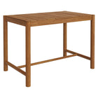 Modway - Eleni Rectangle 56 po Terrasse extérieure Bois teck Bar Table - Naturel-Cadre en bois de teck