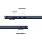 Apple - MacBook Air 15 po - M5 - 10 coeurs - 1 To SSD - Mémoire 24 Go - Minuit-Connectez Absolument Tout - MacBook Air comprend deux ports Thunderbolt 4, un port de recharge MagSafe, une prise pour écouteurs ainsi que la puce réseau sans fil N1 d’Apple pour le Wi-Fi 7 et le Bluetooth 6. Et il prend en charge Jusqu’à deux moniteurs externes
