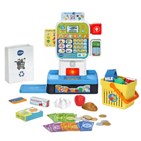 VTech - Super caisse enregistreuse Magic'scan -Anglais-Faites l’épicerie en comptant et en scannant des articles, en associant des objets, en jouant à des jeux, en écoutant des chansons et des annonces en magasin