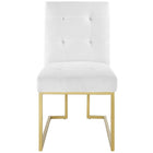 Modway - Privy Acier inoxydable doré Tissu rembourré Chaise d’accent pour salle à manger - Or Blanc-Livré entièrement assemblé