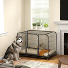 PawHut - Cage pour chien robuste, grande cage pour chien avec roulettes et plateau-La grande ouverture supérieure facilite l’interaction et le réconfort avec votre animal 
