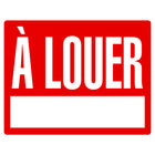Cosco - Panneau À louer avec kit de piquet métallique 15 po x 19 po rouge et blanc usage extérieur, texte français-Ce panneau À louer comprend un texte en français pour communiquer clairement la disponibilité aux locataires francophones