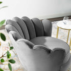 Modway - Admire Bord festonné Performance Velvet Fauteuil d’accent - Gris-Pieds en acier inoxydable doré
