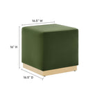 Modway - Tilden Velous de performance carré 17" Rembourré Ottoman - Moss Green Natural-Tissu résistant aux taches