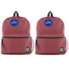BAZIC Products - Sac à dos basique, 16 po, bordeaux, paquet de 2-Un grand compartiment principal et un petit compartiment avant avec fermeture à glissière