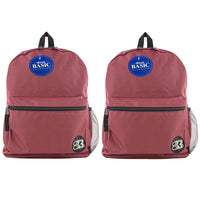 BAZIC Products - Sac à dos basique, 16 po, bordeaux, paquet de 2-Un grand compartiment principal et un petit compartiment avant avec fermeture à glissière