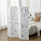 HOMCOM - Paravent autoportant à 4 panneaux pour chambre ou bureau intérieur - blanc-Matériau : Bois de paulownia, MDF 
