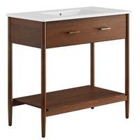 Modway - Zaire 36" Vanette de salle de bain - Blanc noyer-MDF et caoutchouc