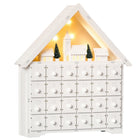 HOMCOM - Calendrier de l’Avent lumineux maison avec tiroirs compte à rebours - village-Design 2 en 1, calendrier de l'avent de Noël et décoration de Noël 