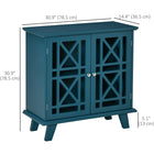 HOMCOM - Armoire de rangement 31 po L avec portes à treillis et étagère - bleu-Sert de buffet, meuble de rangement et meuble TV, parfait pour une entrée, une salle à manger ou une cuisine 