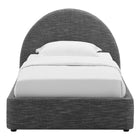 Modway - Resort Tissu rembourré Lit jumeau rond voûté, Ardoise tissée bruyère-Support en lattes de bois