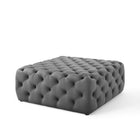 Modway - Amour Gros carré à boutons touffés Performance Velvet Ottoman - Gris-Rembourrage en mousse dense