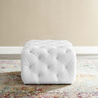 Modway - Amour Carré de boutons touffonnés Imitation cuir Ottoman - Blanc-Rembourrage en mousse dense