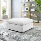 Modway - Commix Duvet Rempli Trop Rempli Performance Velvet Ottoman - Blanc-Velours de performance résistant aux taches