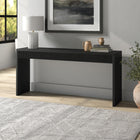 Hudson&Canal - Console rectangulaire cannelée Lawrence de 162,5 cm de large, finition grain noir-Finition grain noir aspect bois