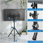 Mount-It! - Support TV à trépied robuste pour écrans jusqu'à 70 pouces - Noir-Construction solide en acier