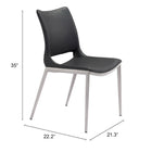 Zuo - Ace Chaise de salle à manger - Noir/Argent - Ensemble de 2-Garantie limitée de 3 ans
