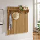 Modway - Render Cannelé Panneau porte-manteaux avec tablette in Chêne clair-Finition stratifiée durable en grain de bois