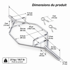 MotionGrey - Barre hexagonale olympique  pour soulevés de terre et entraînement musculaire - 140 cm - Argent-7